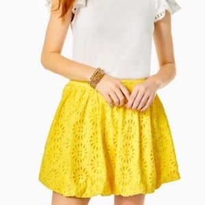 Lilly Pulitzer Leah Yellow Eylelet Bubble Skirt Size 6 - NEW